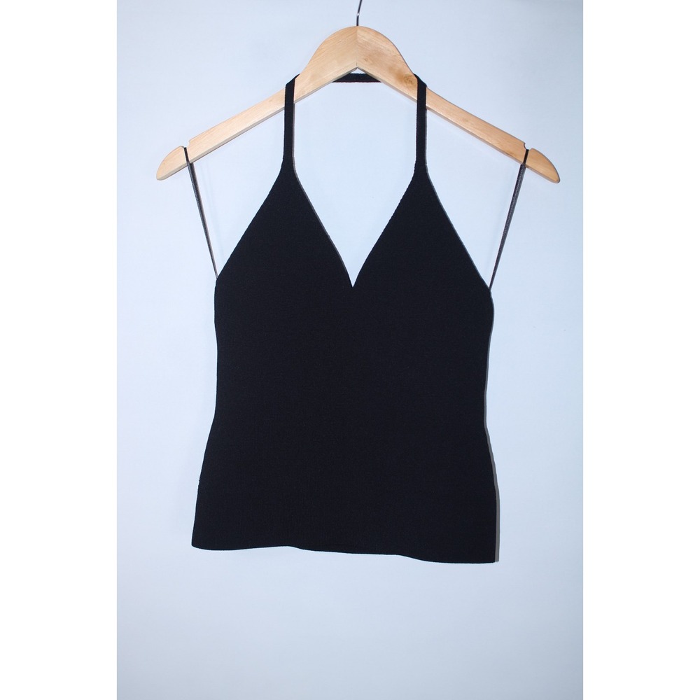 Khaite Women's Large Black Stretchy Thaiane Halter Neck Top Made in Italy